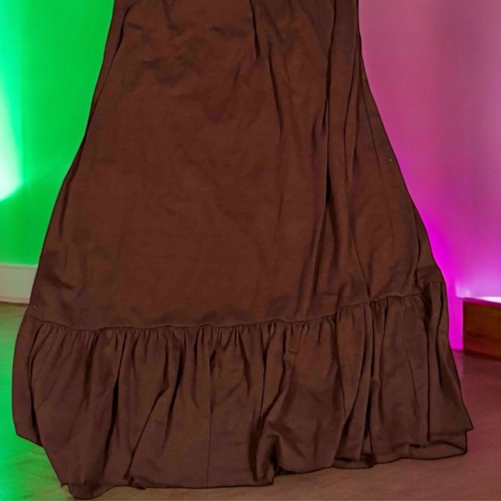 Dots Brown Garment dress sleeveless MEDIUM pit to pit 17in length 43in - Picture 5 of 5